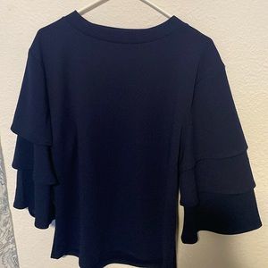 Tulip Sleeve Navy Blue Blouse